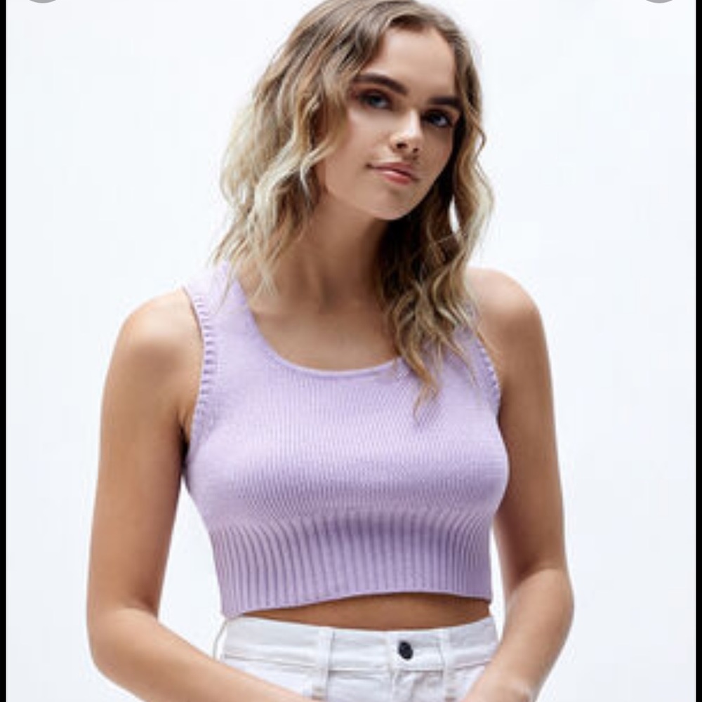 L. A. Hearts purple Cropped Sweater Tank Size Small Excellent Condition